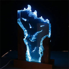 Hammerhead Shark and Diver Resin Night Light,Resin Lamp ( Best Gift 🎁 )
