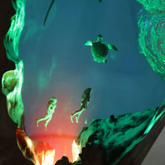 Manta ray, turtle, diver, wood sculpture, epoxy resin lamp（ Best Gift 🎁 ）