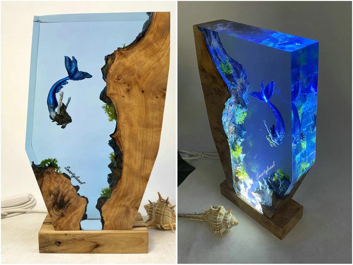 Mermaid Resin Lamp | Mermaid Resin Night Light | Mermaid Gifts | Mermaid Resin Figurines | Girls decor mermaid | Gifts for Valentine's Day（ Best Gift 🎁 ）