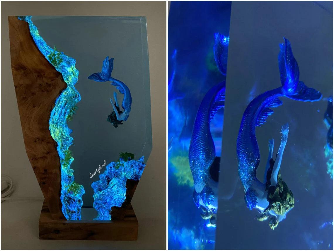 Mermaid Resin Lamp | Mermaid Resin Night Light | Mermaid Gifts | Mermaid Resin Figurines | Girls decor mermaid | Gifts for Valentine's Day（ Best Gift 🎁 ）