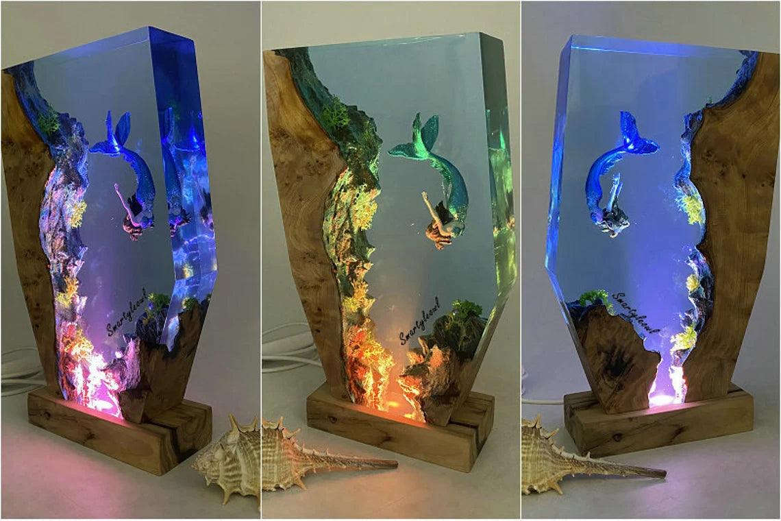 Mermaid Resin Lamp | Mermaid Resin Night Light | Mermaid Gifts | Mermaid Resin Figurines | Girls decor mermaid | Gifts for Valentine's Day（ Best Gift 🎁 ）
